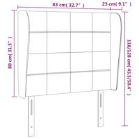 Hoofdbord met randen 83x23x118/128 cm fluweel zwart - thumbnail