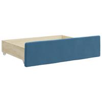 Slaapbank met onderschuifbed en lades 90x200 cm fluweel blauw - thumbnail