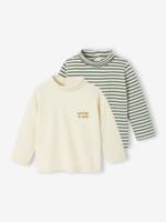 Set van 2 basic shirts met rolkraag vanille - thumbnail