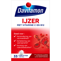 Davitamon IJzer met Vitamine C en B12 Tabletten - thumbnail