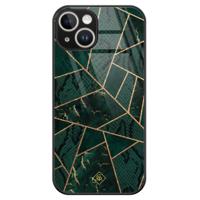 iPhone 14 glazen hardcase - Abstract groen - thumbnail