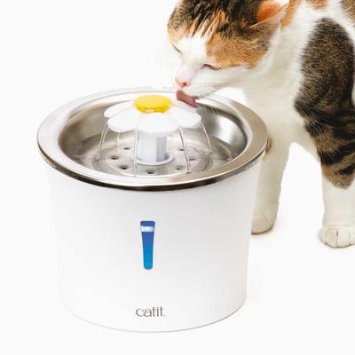 Catit Flower Kattenfontein - 3L - RVS Bovenkant - Met LED - Wit