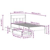 Bedframe zonder matras massief grenenhout wasbruin 75x190 cm - thumbnail
