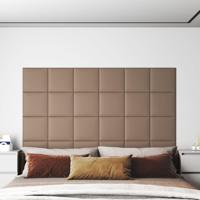 Wandpanelen 12 st 1,08 m 30x30 cm kunstleer cappuccinokleurig - thumbnail