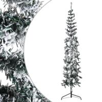 Kunstkerstboom half met sneeuw smal 180 cm - thumbnail