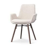 Nolon Nena-Eef Eetkamerstoel Bouclé Beige - met Armleuning - Walnoot - thumbnail