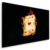 Schilderij - Harten Aas in vlammen, speelkaart, premium print - thumbnail
