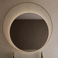 Spiegel Gliss Design Kosmos Mat Goud Rond met Frame en Indirecte LED Verlichting 140 cm - thumbnail