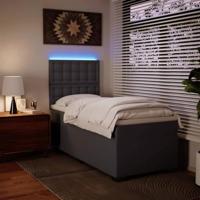 Boxspring met matras kunstleer grijs 90x190 cm - thumbnail