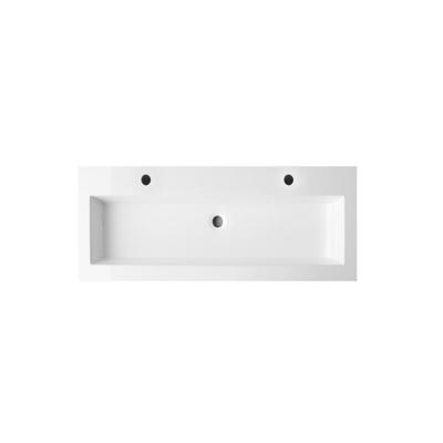 Wastafel Sanilux Compact Mineraalmarmer 2 Kraangaten 120 cm Wit Sanilux