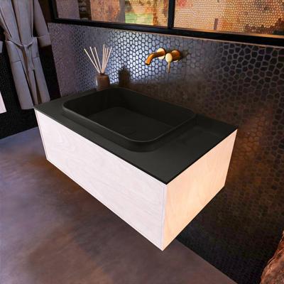 Badkamermeubelset Mondiaz Erin 80 cm met 1 Lade met RIDGE Wastafel Midden Urban Zonder Kraangaten Greeploos Mat Underlayment Badkamermeubelset Mondiaz Erin 80 cm met 1 Lade met RIDGE Wastafel Midden Urban Zonder Kraangaten Greeploos Mat Underlayment