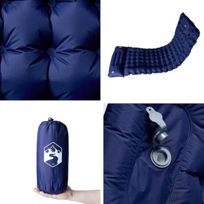 VidaXL Kampeermatras met kussen zelfopblazend 1-persoons marineblauw VidaXL Kampeermatras met kussen zelfopblazend 1-persoons marineblauw