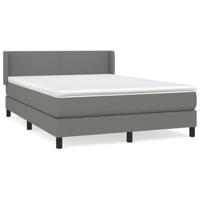 Boxspring met matras stof donkergrijs 140x190 cm - thumbnail