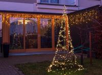 Vlaggenmast kerstboom 300cm - warmwit - 480 leds - thumbnail