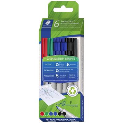 Staedtler Foliestift Lumocolor® non-permanent pen 316 316 C6-1 Rood, Blauw, Groen, Zwart Staedtler Foliestift Lumocolor® non-permanent pen 316 316 C6-1 Rood, Blauw, Groen, Zwart