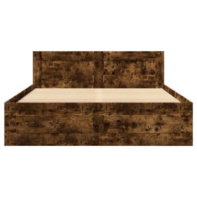 Bedframe met hoofdeinde bewerkt hout gerookt eiken 120x200 cm