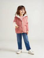 Omkeerbaar mouwloos donsjack met capuchon voor meisjes rozenhout - thumbnail