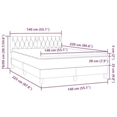 Boxspring met matras fluweel donkergrijs 140x220 cm
