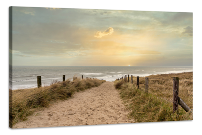 Schilderij -Zonsondergang Noordzee, Premium print