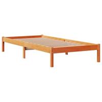 Bedframe met hoofdbord massief grenenhout wasbruin 90x200 cm - thumbnail