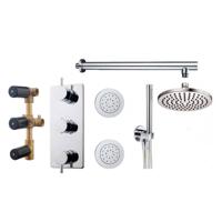 Thermostatische Inbouw Regendouche Set Wiesbaden Type 117 Body Jets Wandarm 20 cm Rond incl. Inbouwdeel - thumbnail