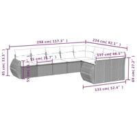 9-delige Loungeset met kussens poly rattan bruin - thumbnail