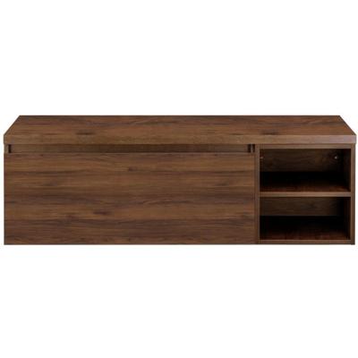 Frozen Badmeubelset 140 cm - Greeplijst in Kleur - Wastafel Regaalkast met Bovenblad Walnoot