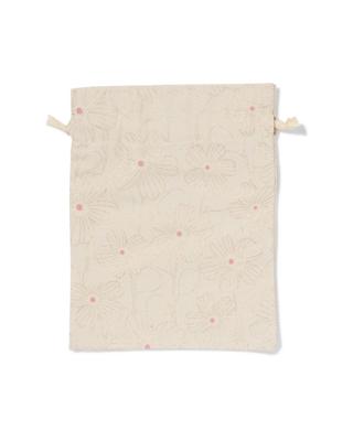 HEMA Cadeauzakje M 20.5x27.5cm stof bloemen (goud)