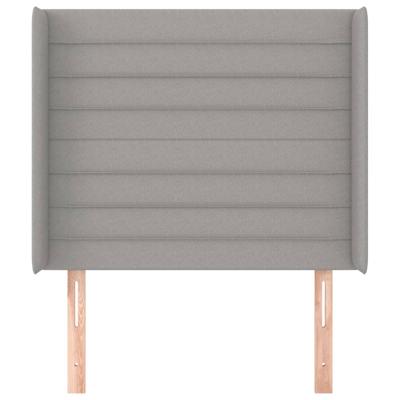 Hoofdbord met randen 183x16x118/128 cm stof lichtgrijs