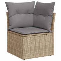 7-delige Loungeset met kussens poly rattan beige - thumbnail