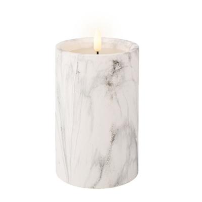 Ledkaars Marble wit 16,5cm hoog