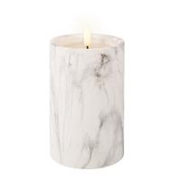 Ledkaars Marble wit 16,5cm hoog - thumbnail