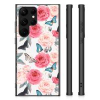 Samsung Galaxy S23 Ultra Bloemen Hoesje Butterfly Roses - thumbnail