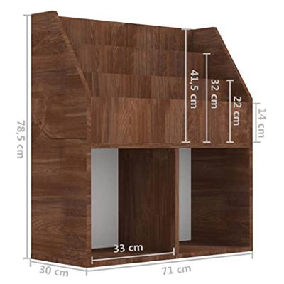 Kindertijdschriftenrek 71x30x78,5 cm bewerkt hout bruineiken