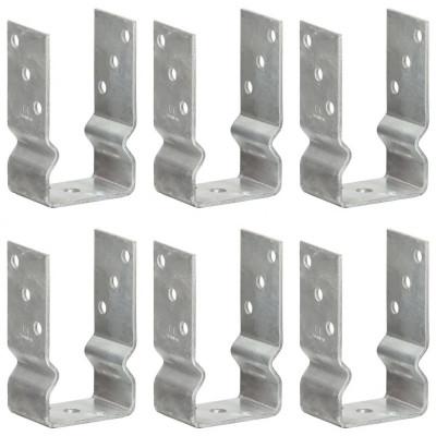 VidaXL Grondankers 6 st 8x6x15 cm gegalvaniseerd staal zilverkleurig