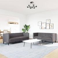 2-delige Loungeset Chesterfield-stijl kunstleer grijs - thumbnail