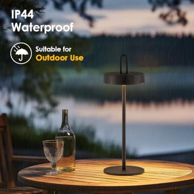 Draadloze Oplaadbare LED Tafellamp - Binnen & Buiten - Dimbaar - ø12.8 x 36.6 cm - Warmwit licht - 3000mAh - Zwart