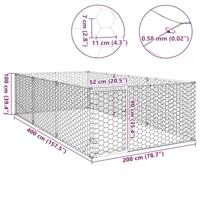 Hondenkennel voor buiten met deur 2x4x1 m gegalvaniseerd staal - thumbnail