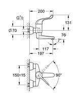 GROHE Euroeco veiligheids wandkraan met koppelingen chroom 32792000 - thumbnail