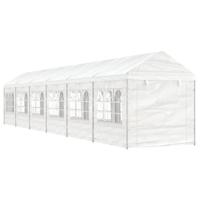Prieel met dak 13,38x2,28x2,69 m polyetheen wit - thumbnail