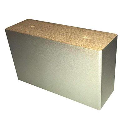 Meubelpoot grijs rechthoek 15 bij 5 cm en hoogte 9 cm van massief hout