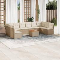 11-delige Tuinset met kussens poly rattan beige - thumbnail