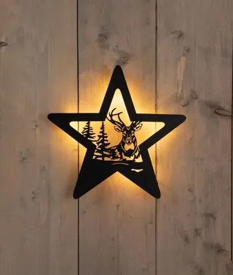 Anna&apos;s Collection LED muurhanger hert ster zwart 3 x 34 x 35cm