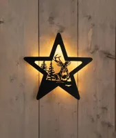 Anna&apos;s Collection LED muurhanger hert ster zwart 3 x 34 x 35cm - thumbnail