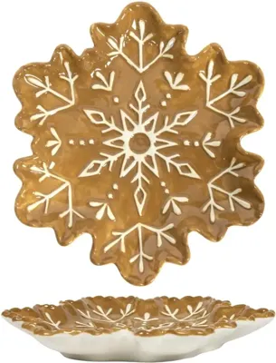 Bord keramiek sneeuwvlok 19.5x17.5x2.5cm bruin