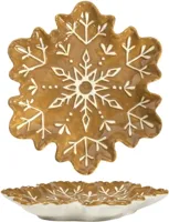 Bord keramiek sneeuwvlok 19.5x17.5x2.5cm bruin - thumbnail