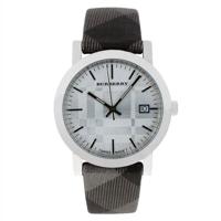 Horlogeband Burberry BU1869 Leder/Kunststof Grijs 20mm - thumbnail