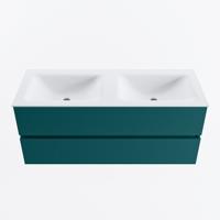 MONDIAZ VICA 120cm badmeubel onderkast Smag 2 lades. Wastafel CLOUD dubbel 2 kraangaten, kleur Talc. - thumbnail