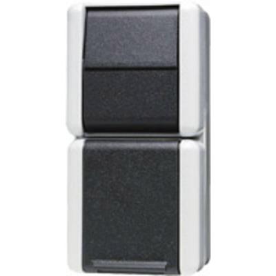 Jung 876W Wandcontactdoos Opbouwbehuizing 2-voudig Grijs 1 stuk(s)