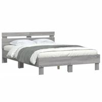 Bedframe met hoofdeinde en LED grijs sonoma eiken 120x200 cm - thumbnail